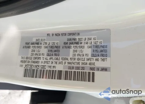 2021 Mazda Cx-9 Carbon Edition/Grand Touring z USA, uszkodzony, nr VIN JM3TCBDYXM0519960